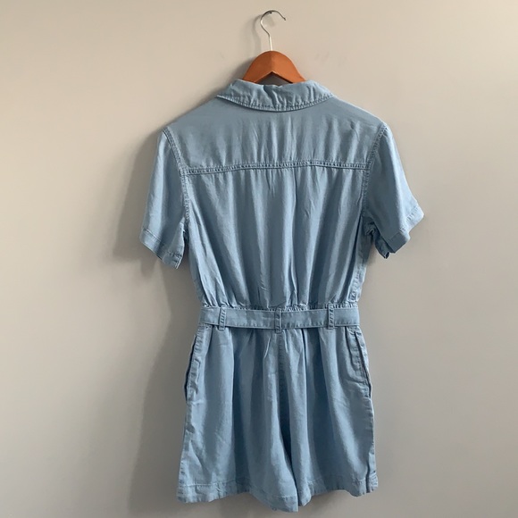 New H&M Belted Chambray Lyocell Shorts Romper Jumpsuit in size Extra Small - Picture 10 of 13